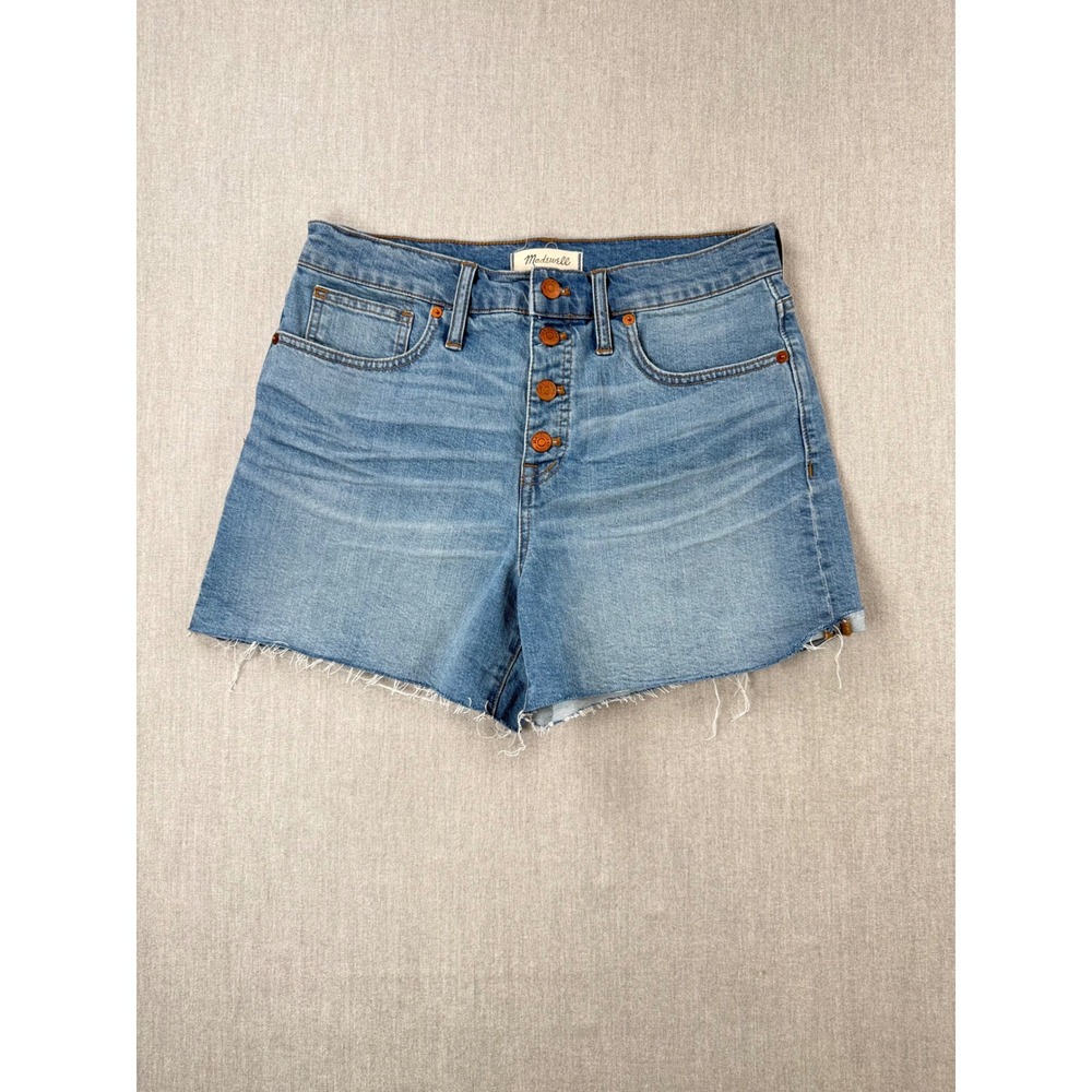 Madewell High Rise Button Fly Denim Cut Off Shorts Light Wash Size 28